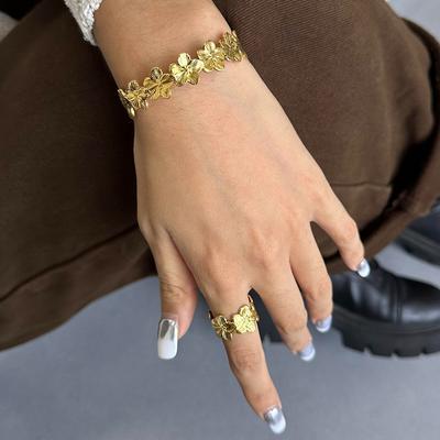 Edelstahl Blume Öffnen Armband leicht luxuriös hoher Sinn kalter Wind vielseitig Titanstahl Armband Schmuck Damen