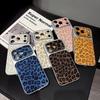 Carcasă de Lux cu Model Leopard Strălucitor pentru iPhone 17 Air 16 15 14 13 Pro Max Placată Strălucitoare Rezistentă la Șocuri Capac Dur pentru Cameră Mare