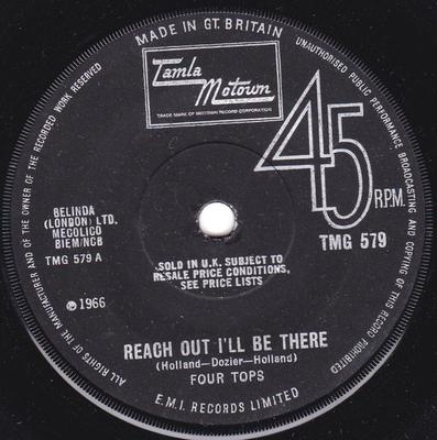 Disc de 7 inch FOUR TOPS - Reach Out I'll Be There / Until You TMG579 Tamla Motown 1966 UK Soul/Funk Folosit