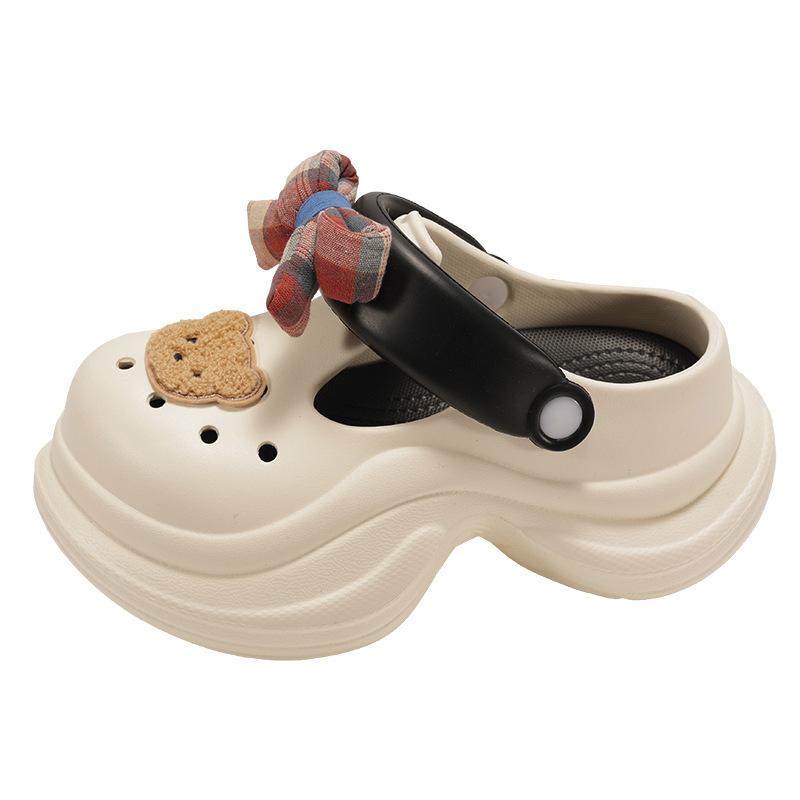 Lightweight and versatile black cute heightening thick-soled hole shoes women's 2025 new summer wear non-slip cool slippers