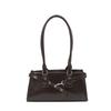 PU Leather Retro Shoulder Bag Large Capacity Boston Pillow Handbag with Metal Belt Buckle Leisure Armpit Bag Commute Handbag