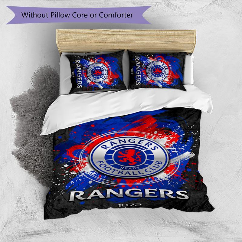 Set Biancheria da Letto Rangers FC Stampato 3 Pezzi Copripiumino Traspirante con Federe Biancheria da Letto Decorativa per Camera da Letto Casa