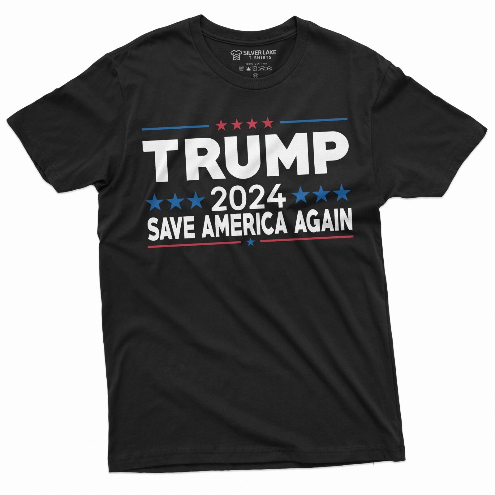 Trump 2024 Shirt Save America Again T-Shirt Mens Womens Tees Top Pro Trump Shirt Trump Patriotic Tee M
