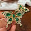 Women Elegant Emerald Crystal Butterfly Brooches Badges Classic Lady Dress Suit High-end Pins Jewelry