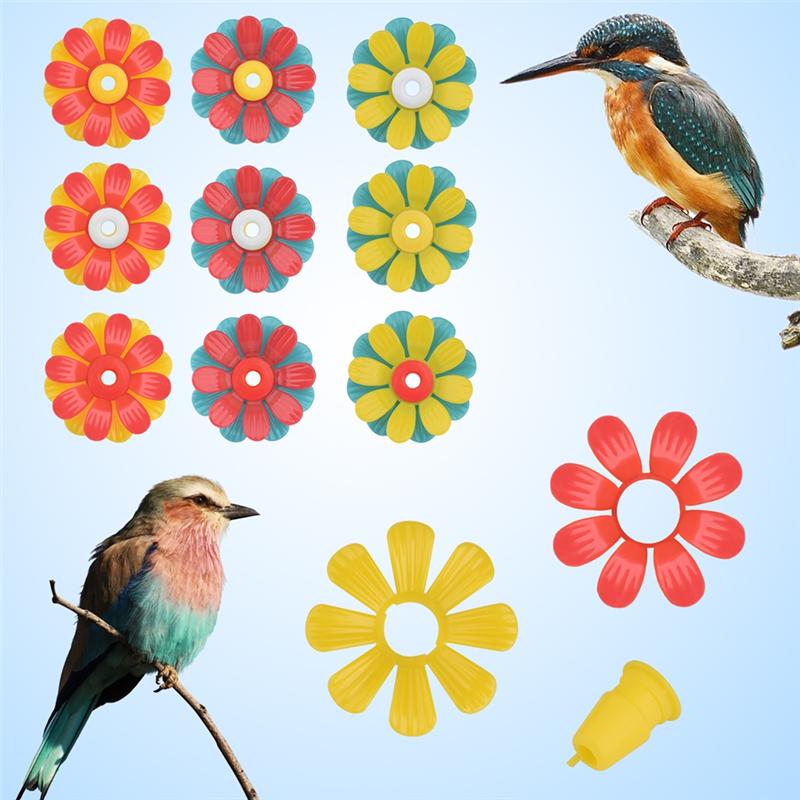M-Modern-Bird Feeder Flowers,Set Bird Hanging Feeding Ports Replacement Parts Bird Feeder Supplies For Bird Feeder Easy Install