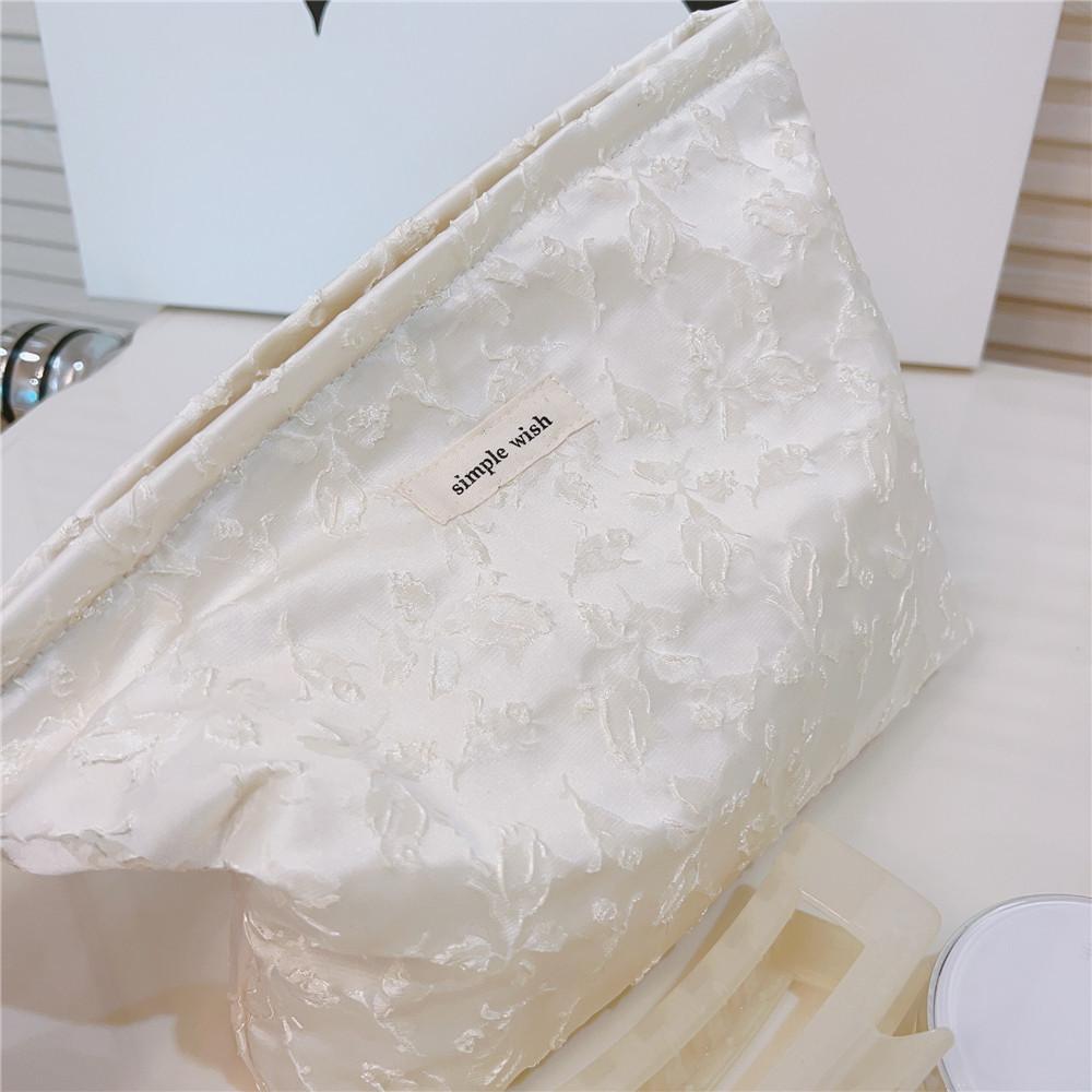 Embossment Makeup Bag Zipper Cosmetic Pouch Large Travel Canvas Organizer Bag