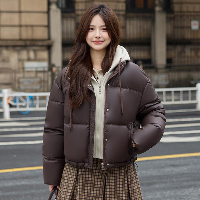 Fake two-piece padded jacket leave-in winter pu new padded jacket short thickened padded jacket hooded bread small jacket