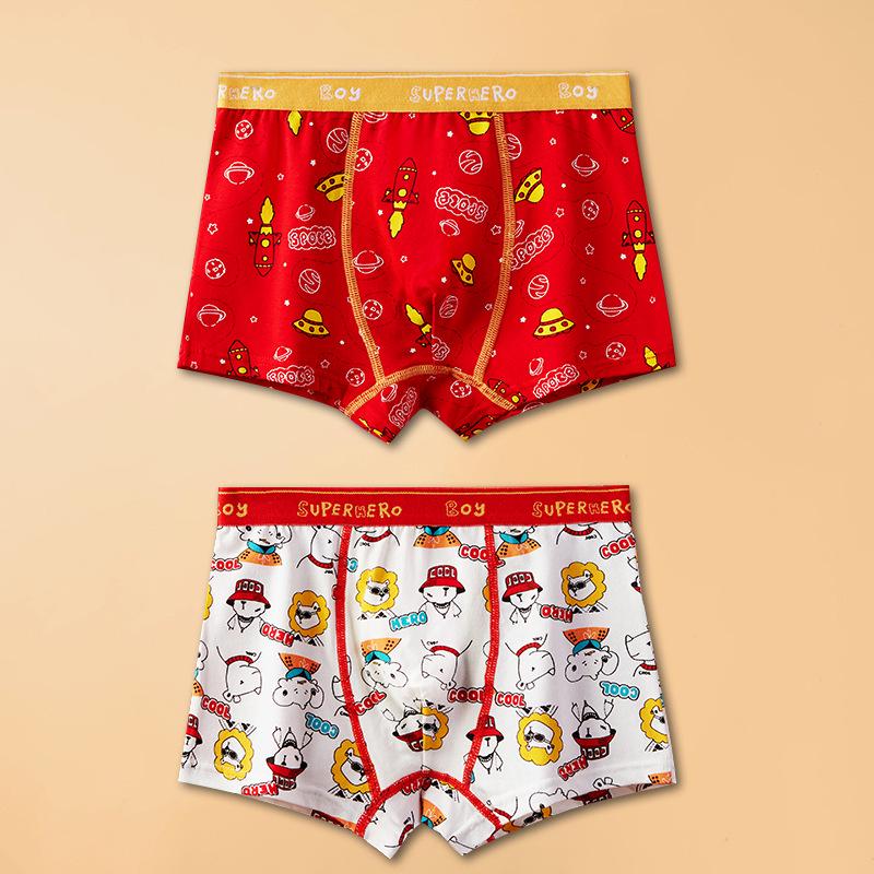 Year of the Horse Boys' Red Cotton Boxer Briefs - Medium & Large
