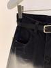 2025 Spring/Summer Women's Retro Gradient High-Waist Denim Shorts - Korean Fashion, Mid-Length, Straight Leg