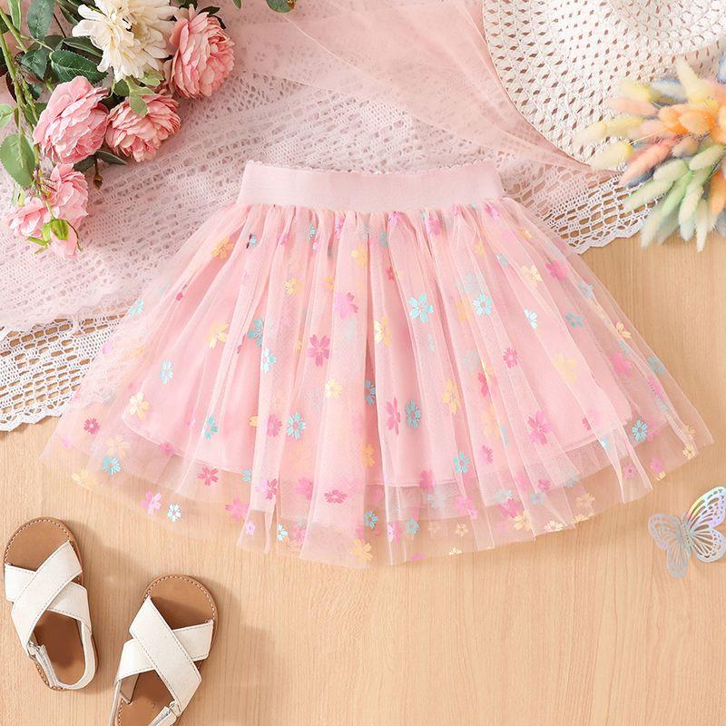 Girls' Half Length Skirt Summer New Style Skirt Little Girl Baby Pleated Short Skirt Sunflower Four Season Half Length Skirt