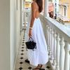 European and American Summer New Women's Clothing Temperament Sexy Backless Sleeveless Solid Color V-neck Dress