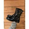 Cowhide Maillard Boots Vintage Leather Medium Skinny Boots Women's Belt Buckle Short Boots Platform Martin Boots