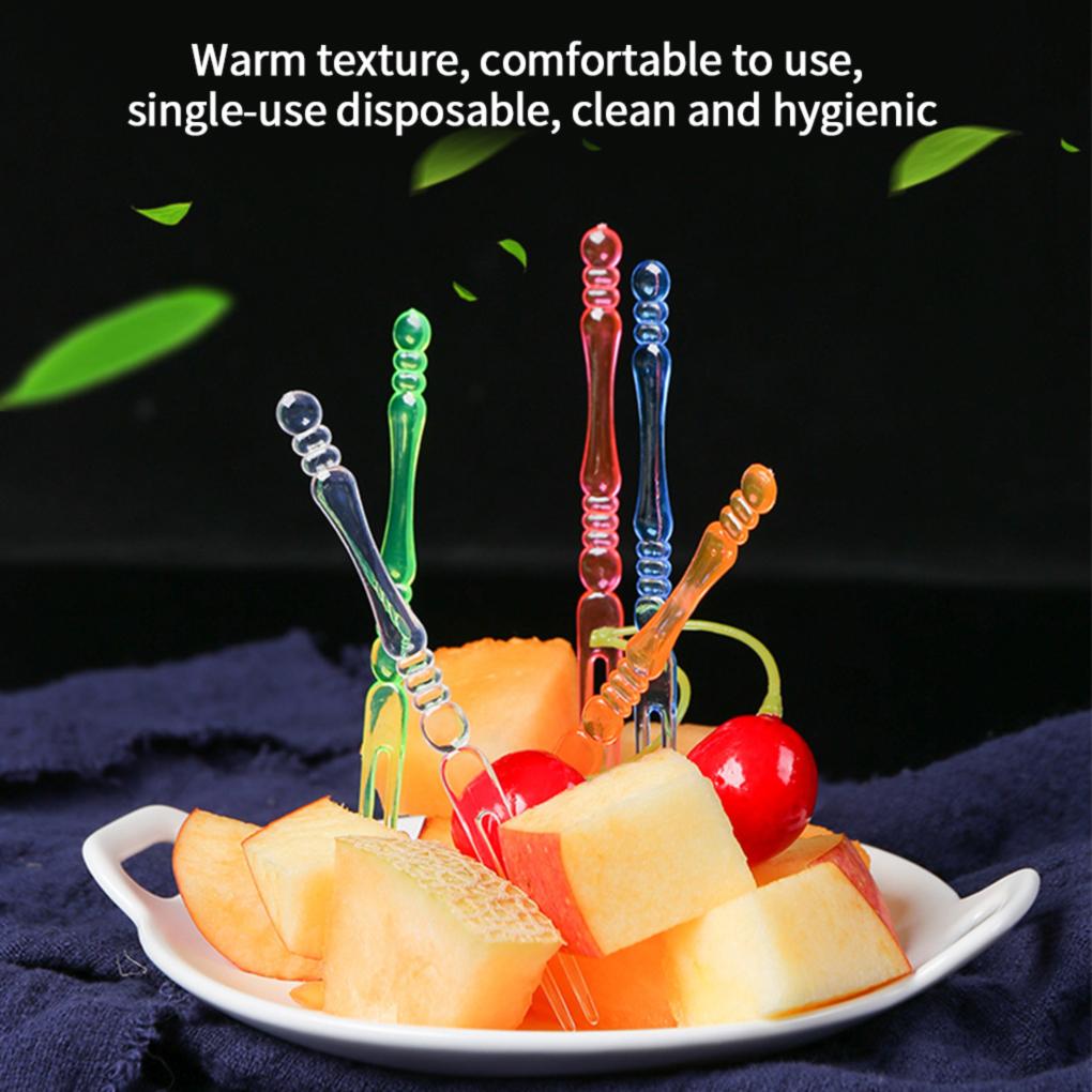 Heiß! 80 STÜCKE/160 STÜCKE Kuchengabel Plastik Früchte 2 Zinken Lebensmittelpicker für Dessert Snack Salat Cocktail Vorspeise