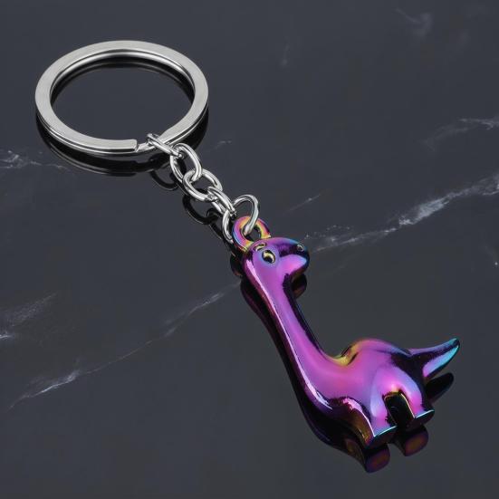 Dinosaur Keychain Alloy Material Durable Electroplated Cute Long Neck Brachiosaurus Charm for Keys Bags Kids Adults Gift in Phantom Green Colors