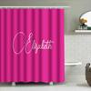 Customizable Monogram Name Shower Curtain Set Bright Bold Colors With Elegant Script Font For Bathroom Decor 180 Gsm Microfiber
