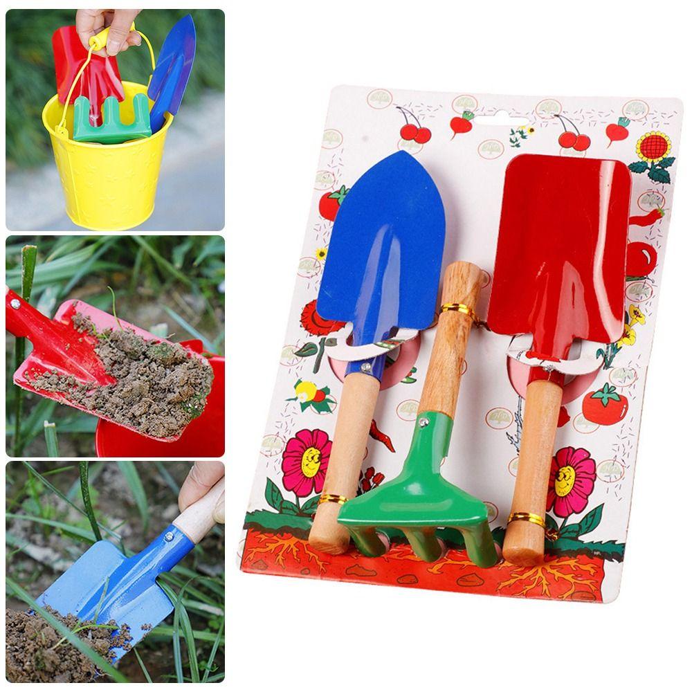 Juego de 3 Piezas de Herramientas de Jardinería de Metal con Mango de Madera Juego de Herramientas para Bonsái Juego de Palas de Plantación Suministros de Jardín