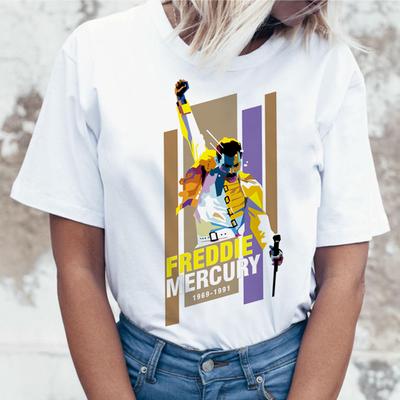 Freddie Mercury Queen Band T-Shirt Damen Harajuku Vintage Ullzang T-Shirt Mode Queen T-Shirt 90er