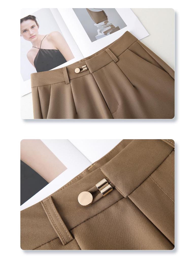 Women's Black Suit Shorts - 2025 Spring Collection: Loose, High-Waisted, Wide-Leg, Casual Five-Point Pants.