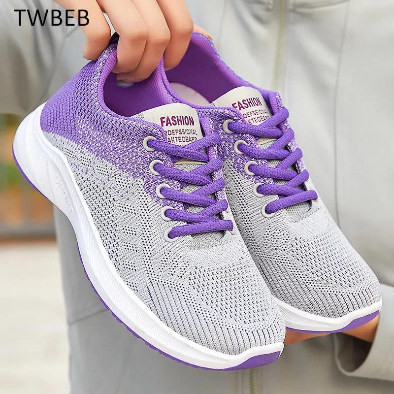 Fashion Shoes for Women Summer Mesh Casual Women Lace-up Lightweight Thick Sole Breathable Outdoor Sports Running Shoes for Women
