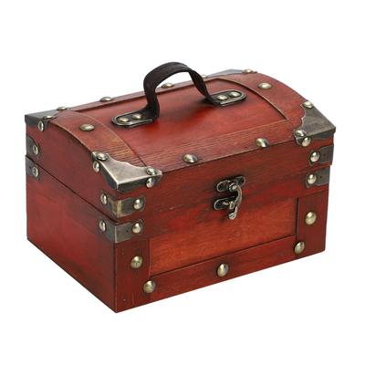R_planning Retro Treasure Chest, Antique Wooden Storage Box, Domed with Rivets, Decorative