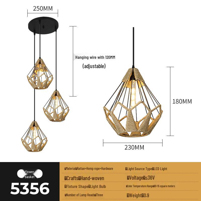 Zen Rattan Bamboo Woven Chandelier for Bedroom, Living Room, Bar, and Restaurant