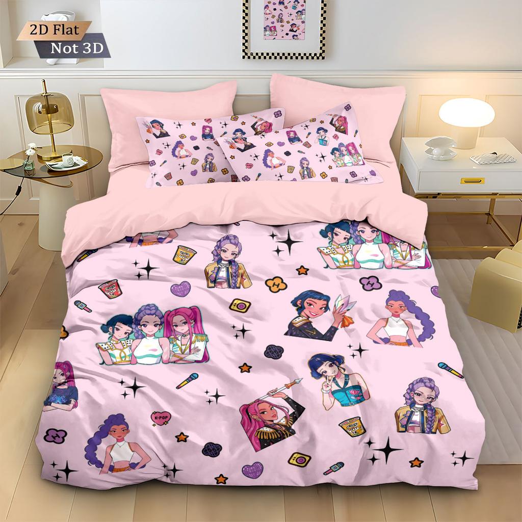 3Pcs K-Pop Hunting Witch Demon Bedding Set Duvet Cover Set Pillowcases Bed Linen Modern Home Textile Soft Bed Cover For Home