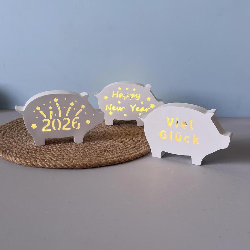 Piggy Ornament Mould Decorative Silicone Mould Lucky Pig Plaster Mould Festive For Holiday Gifts New Year Celebration Diy