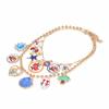 Metal Chain Enamel Floral Necklace Layered Bohemian Collarbone Chain Flower Pendant Necklace  Gift