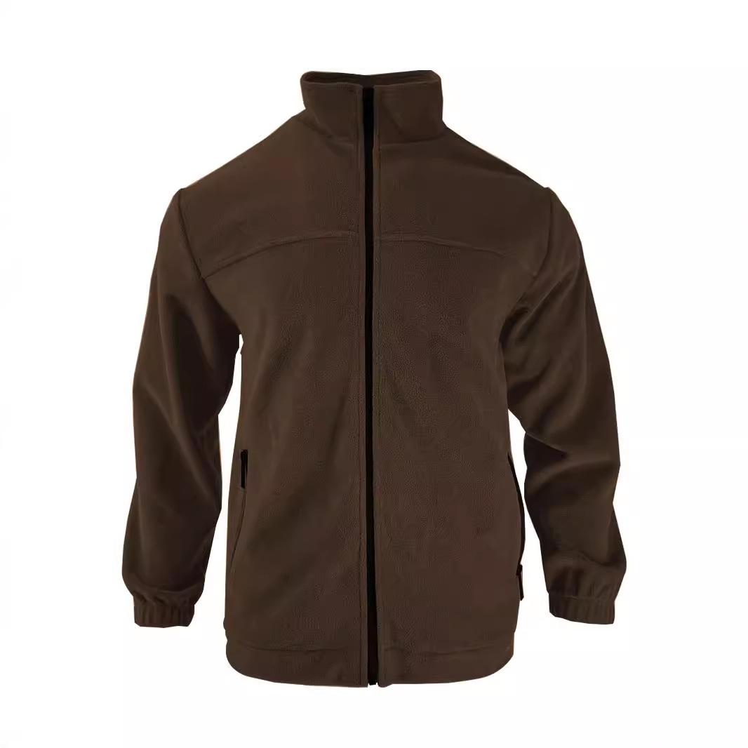 

Мужское флисовое пальто Temu для осени и зимы, куртка на молнии с воротником-стойкой, мужской свитер 2XL темно-коричневого