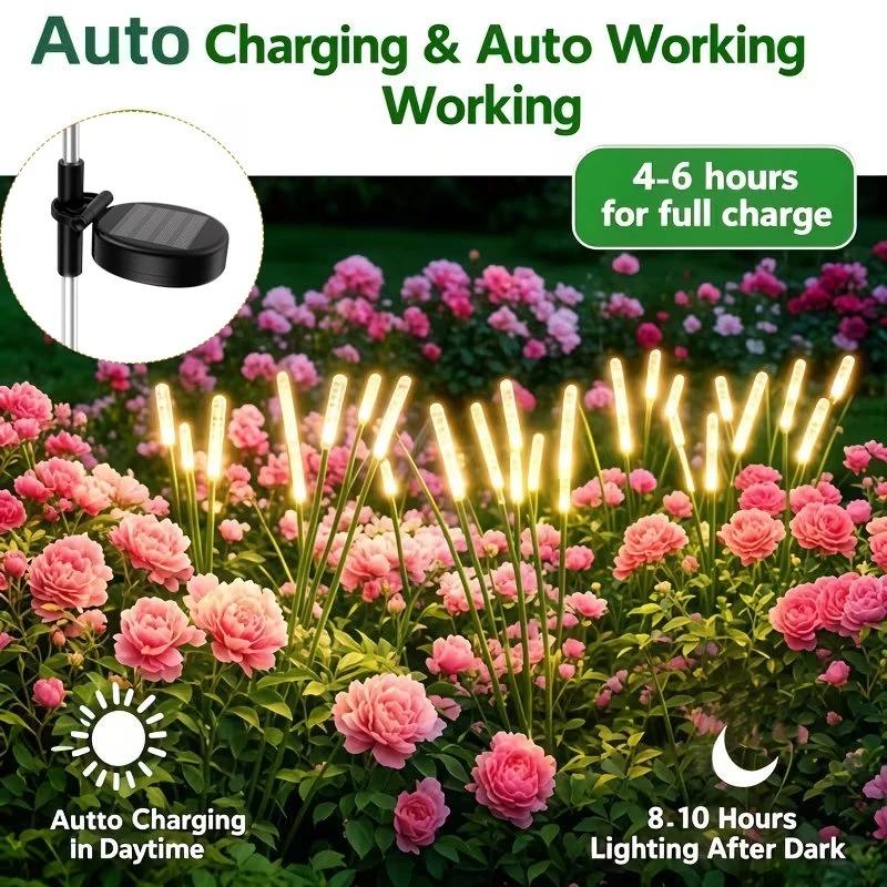 Solar LED Glowing Bubbles Cylindrical Reed Lights IP65 Waterproof Swaying Firefly Lights for Outdoor Garden Courtyard Patio Lawn Path Landscape Decor