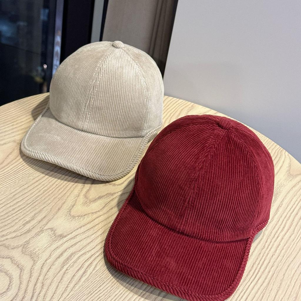 Autumn and Winter Fashionable and Versatile Thickened Corduroy Edged Adjustable Baseball Cap for Women Korean Version Solid Color Peaked Hat Trendy