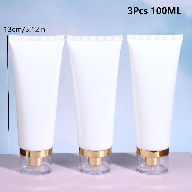 3Pcs 50/100Ml White Empty Cosmetic Squeeze Tubes Travel Dispensing Tubes Refillable Containers For Lotion Cream Facial Cleaner