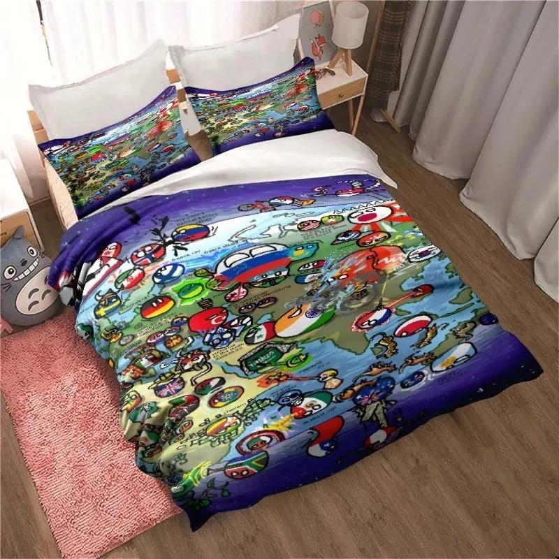 3D Print Cartoon Countryball Polandballs Bedding Collection Double Twin King Duvet Cover Comforter Pillowcase Boys Girls Adults Bedroom