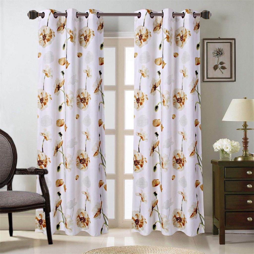 

Цвет Красивый Цветочный Дизайн Зонт Шторы Роскошная Гостиная Домашняя Занавеска Девушка Спальня Украшение Тонкая Занавеска 2 Шт. 100W130H(CM)40x51in&Grommet Top