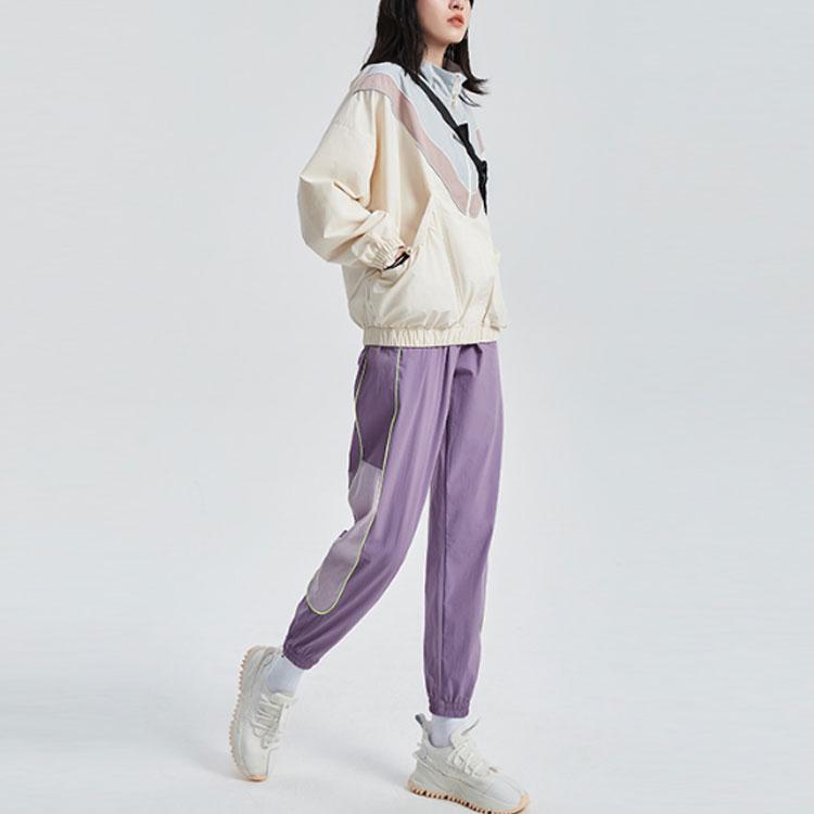 Li Ning Badfive Basketball Series Cuffed Loose Sports Pants Women Pants Purple AYKR132-1