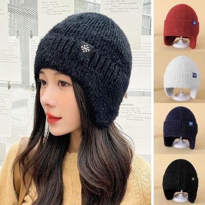 Chapeau d'hiver à rabats pour femme Bonnet doublé polaire