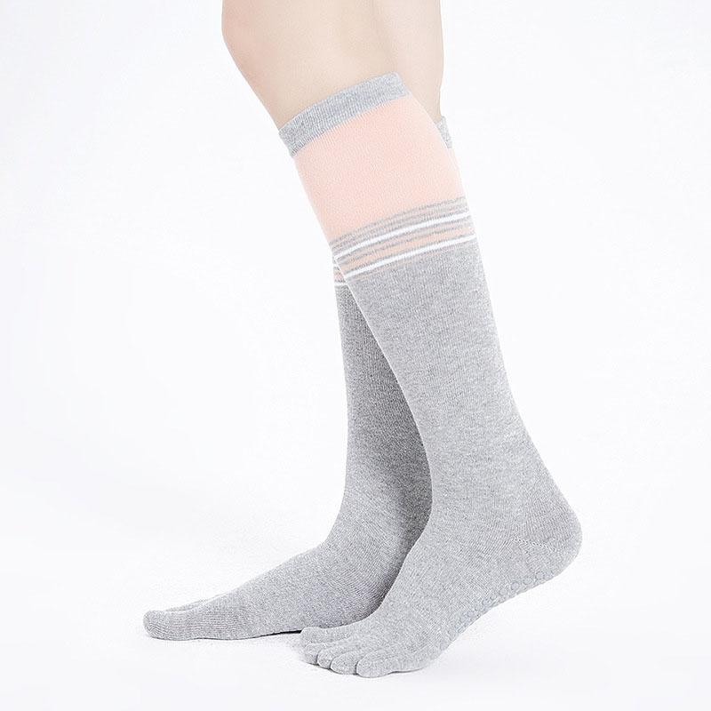 Long Non-Slip Stockings Five Fingers Grip Over Knee High Thigh Sock Women Autumn Winter Sport Dance Yoga Pilates Socks with Toes