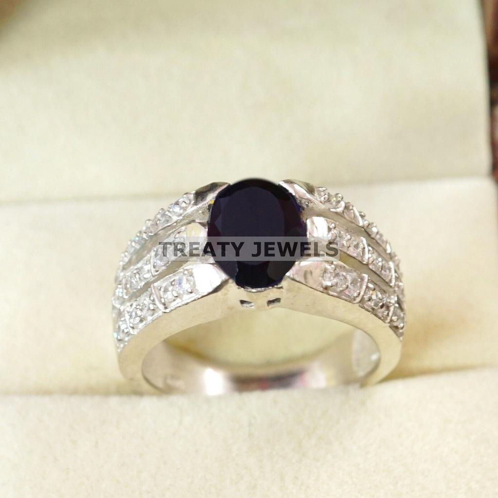 Black Onyx Oval Cut Gemstone With 925 Sterling Silver Ring For Men's #A811 JL375666852784