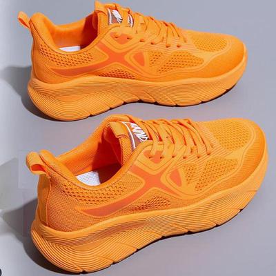 Fashion Spring Orange Platform Shoes Breathable Mesh Sneakers for Women Thick Sole Casual Shoes Women Sneakers Tennis Ladies Shoes