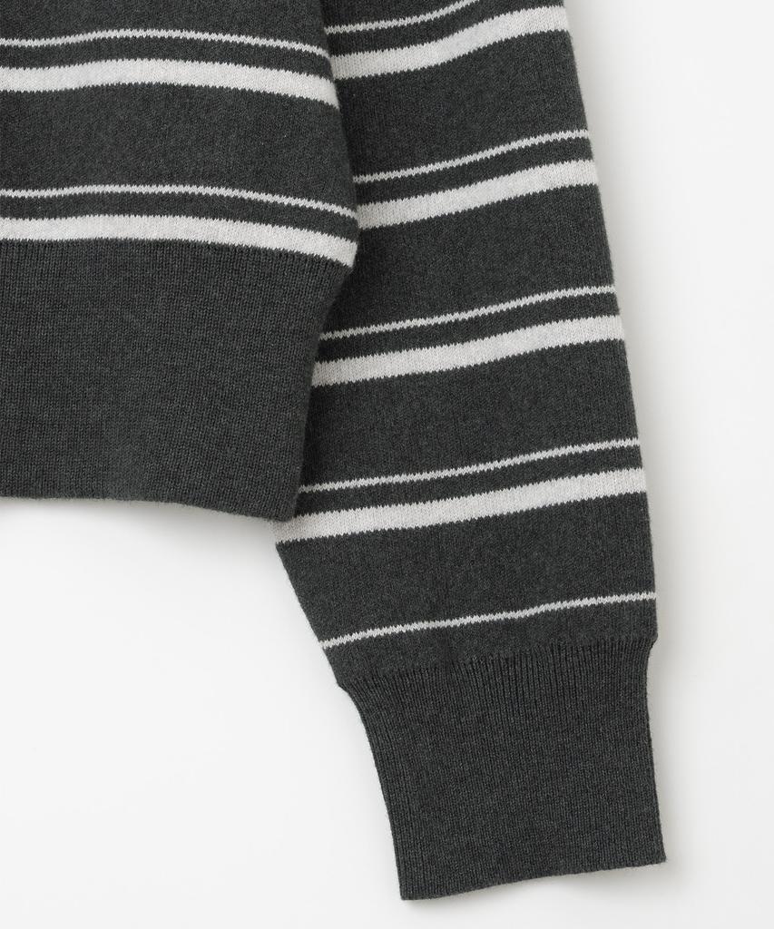 MILLO ARCHIVE Fuzz Stripe Henley Neck Knit [Charcoal]
