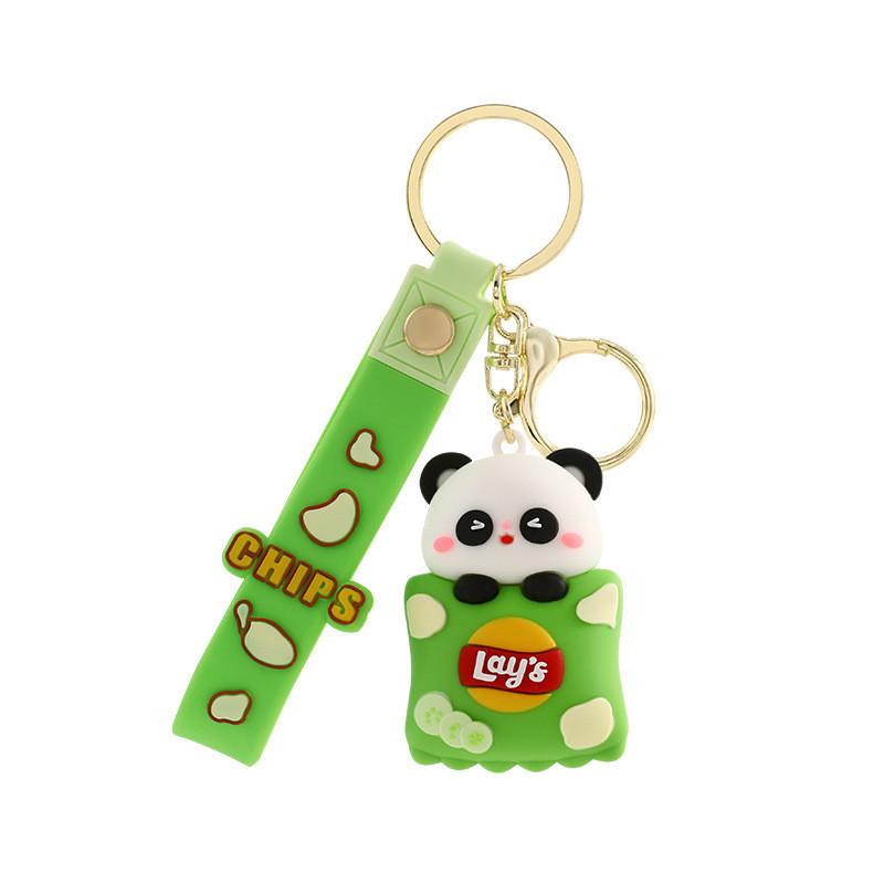 Adorable Cartoon Panda Keychain Cute Silicone Charm Creative Backpack Accessory