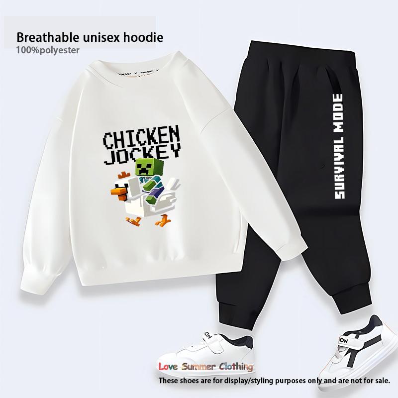 

Minecraft Вершник на курці Дитячий спортивний костюм Набір HD-принт осінній 2-предметний для хлопчиків та дівчаток набір світшот дихаючий поліестер без капюшона повсякденний дитячий одяг 120