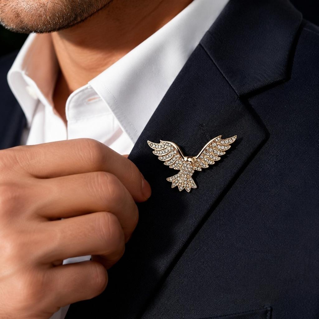 Eagle Brooch Pin Animal Design Suit Accessory Lapel Pin Safety Pin for Clothing Decoration and Anti-Slip Function