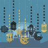 8Pieces Eid Holiday Hanging Decoration Ornaments Pendants for Home and Office Card Paper Hanging Pendant