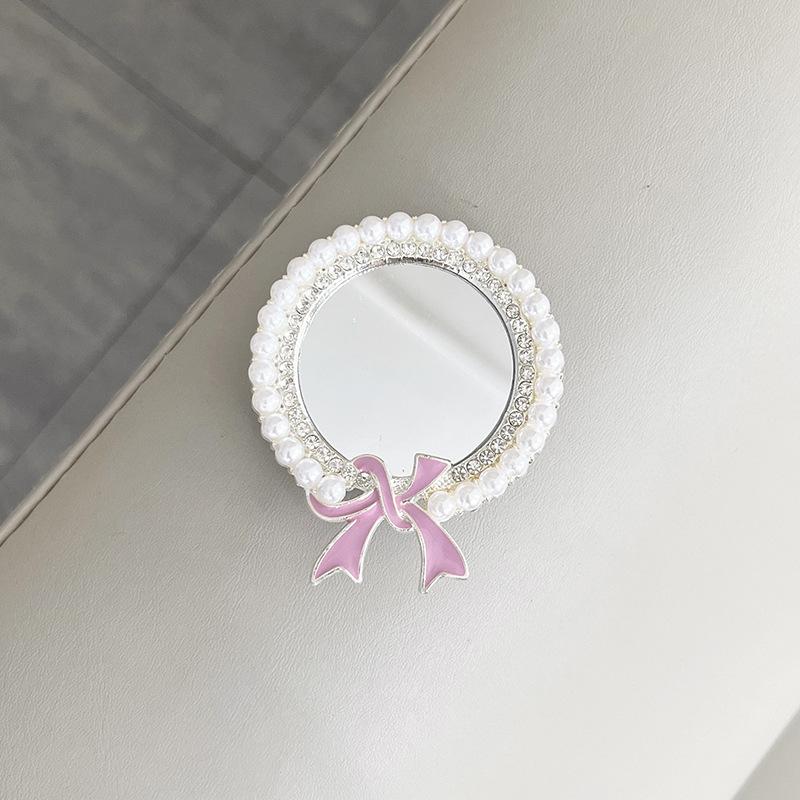 Mobile Phone Airbag Bracket Wind Paste Retractable Lazy Portable Makeup Mirror Bear Rhinestone Bow Tie