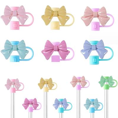 1PC 10mm Silicone Straw Covers Cap Reusable Bow Straw Cover Dust Proof Plugs Protector for Stanley Cup Accessories
