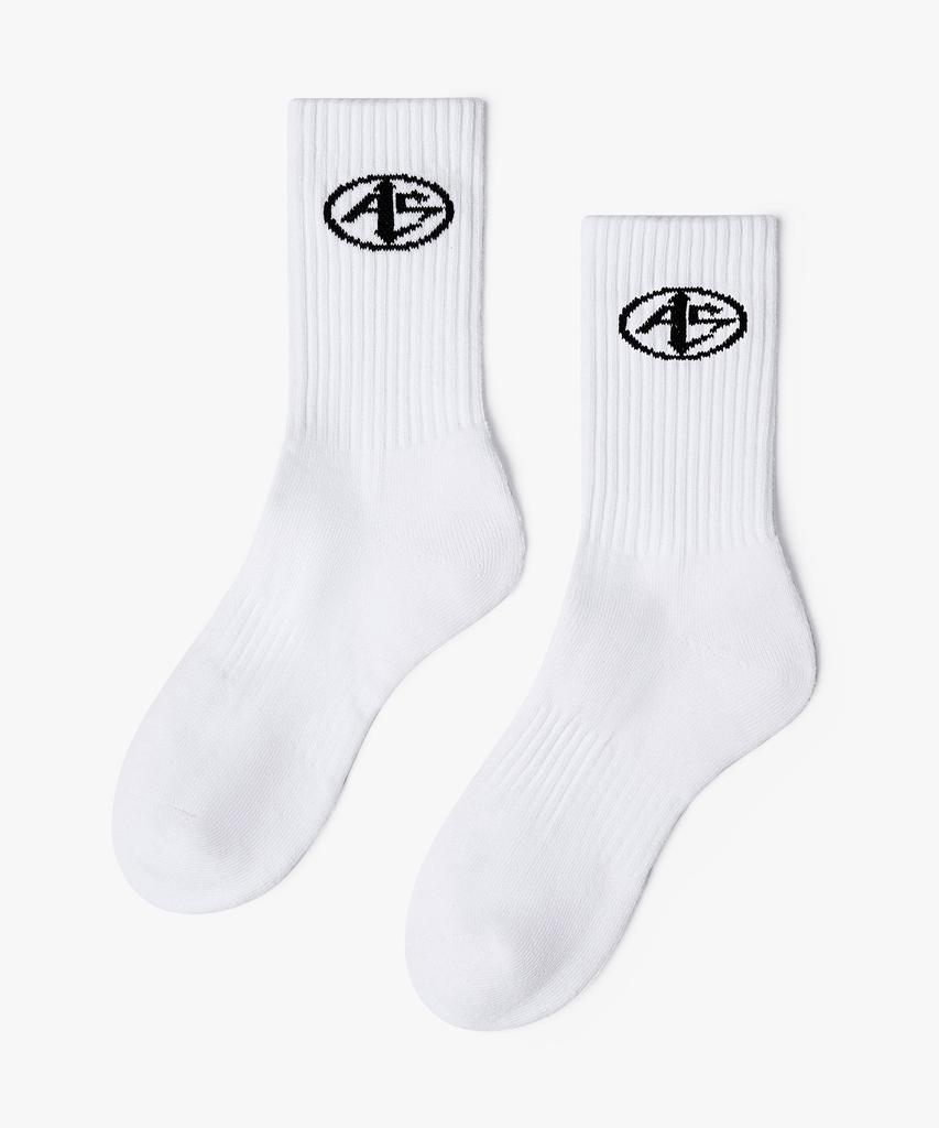 Aleubenkeulleob Arven Symbol Logo Cushion Crew Socks (White)