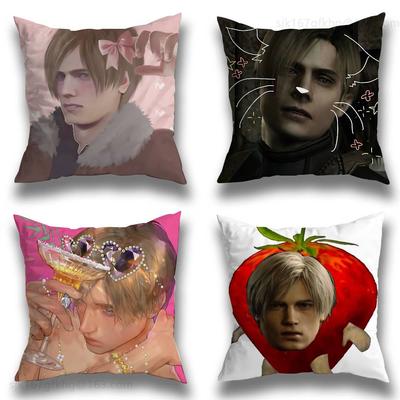 L-Leon Kennedy Kissenbezug Quadratisch Doppelseitiger Druck Kurzer Plüsch Sofakissenbezug Schlafzimmer Nachttischkissen