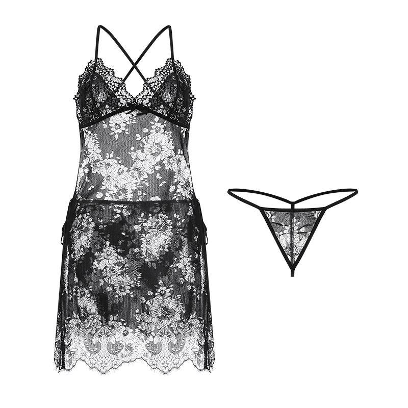 

Amazon Sling Lace Night Dress Oversize Women s Clothing Black M(Suggested 35.00 kg-55.00 kg)