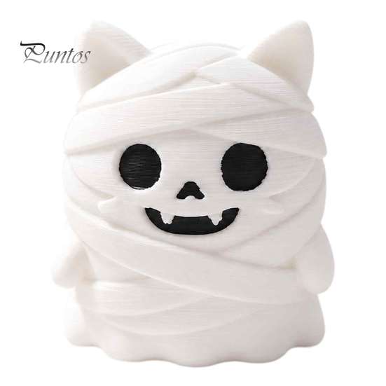Gift for Cat Lovers 3D Printed Mummy Figurine, Cute Bandaged Kitten Statue Halloween Tabletop Small Animal Decoration, Compact Sculpture with